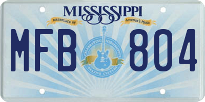 MS license plate MFB804