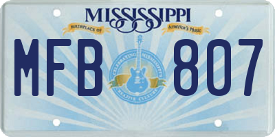 MS license plate MFB807