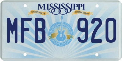 MS license plate MFB920