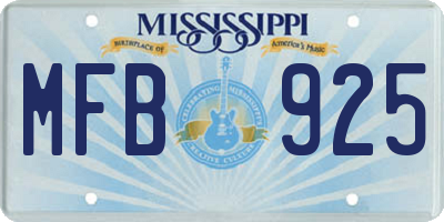 MS license plate MFB925