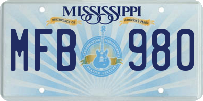 MS license plate MFB980