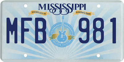MS license plate MFB981