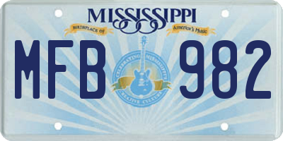 MS license plate MFB982