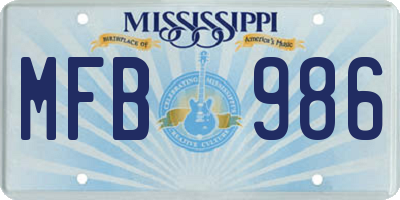 MS license plate MFB986