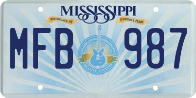 MS license plate MFB987