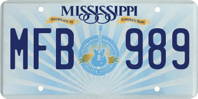 MS license plate MFB989