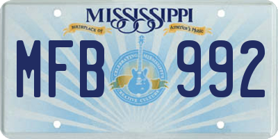 MS license plate MFB992
