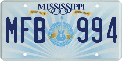 MS license plate MFB994
