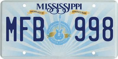 MS license plate MFB998