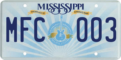 MS license plate MFC003
