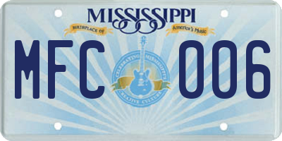 MS license plate MFC006