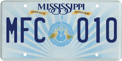 MS license plate MFC010