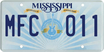MS license plate MFC011