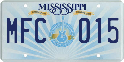 MS license plate MFC015