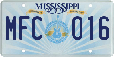MS license plate MFC016