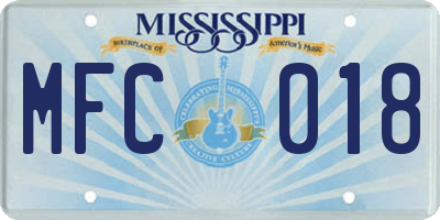 MS license plate MFC018