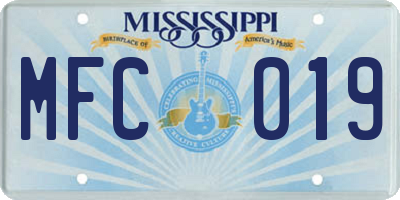 MS license plate MFC019