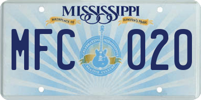 MS license plate MFC020