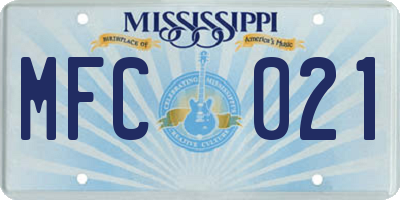 MS license plate MFC021