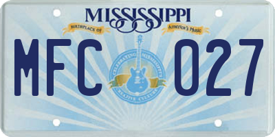 MS license plate MFC027
