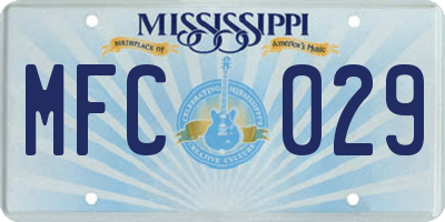 MS license plate MFC029