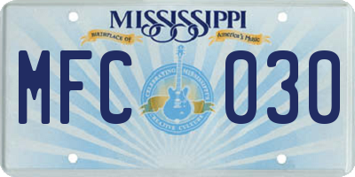 MS license plate MFC030