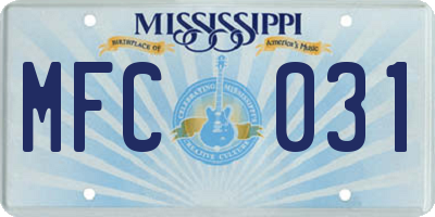 MS license plate MFC031