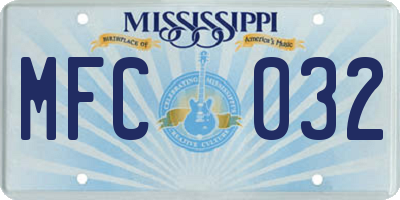 MS license plate MFC032