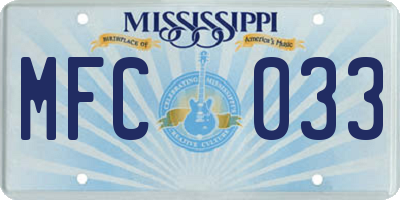 MS license plate MFC033