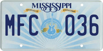 MS license plate MFC036