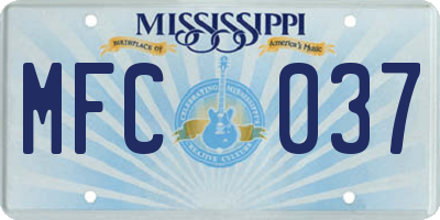MS license plate MFC037