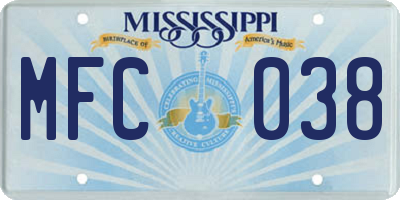MS license plate MFC038