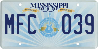 MS license plate MFC039