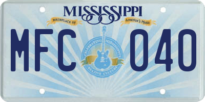 MS license plate MFC040
