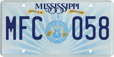 MS license plate MFC058