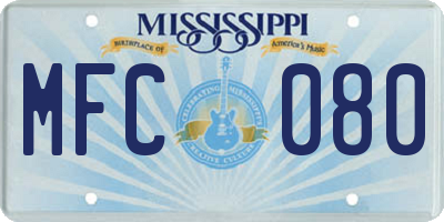 MS license plate MFC080