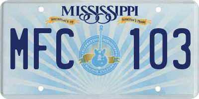 MS license plate MFC103