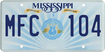 MS license plate MFC104