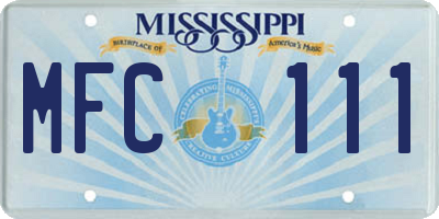 MS license plate MFC111