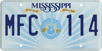 MS license plate MFC114