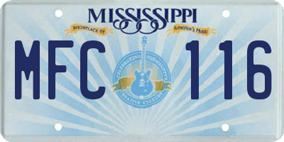 MS license plate MFC116