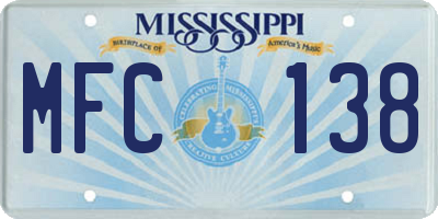MS license plate MFC138