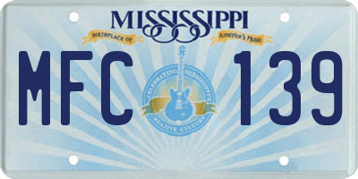 MS license plate MFC139