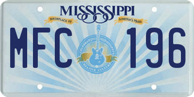 MS license plate MFC196