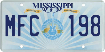 MS license plate MFC198