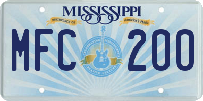 MS license plate MFC200