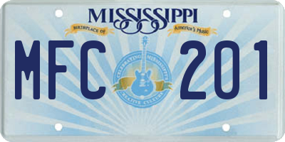 MS license plate MFC201