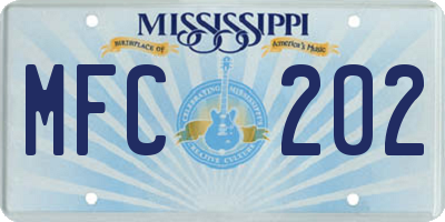 MS license plate MFC202