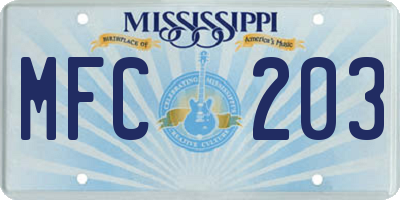 MS license plate MFC203