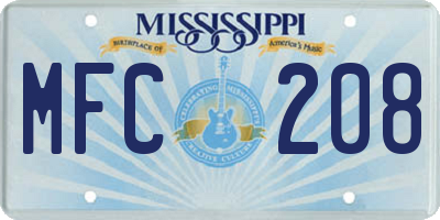 MS license plate MFC208